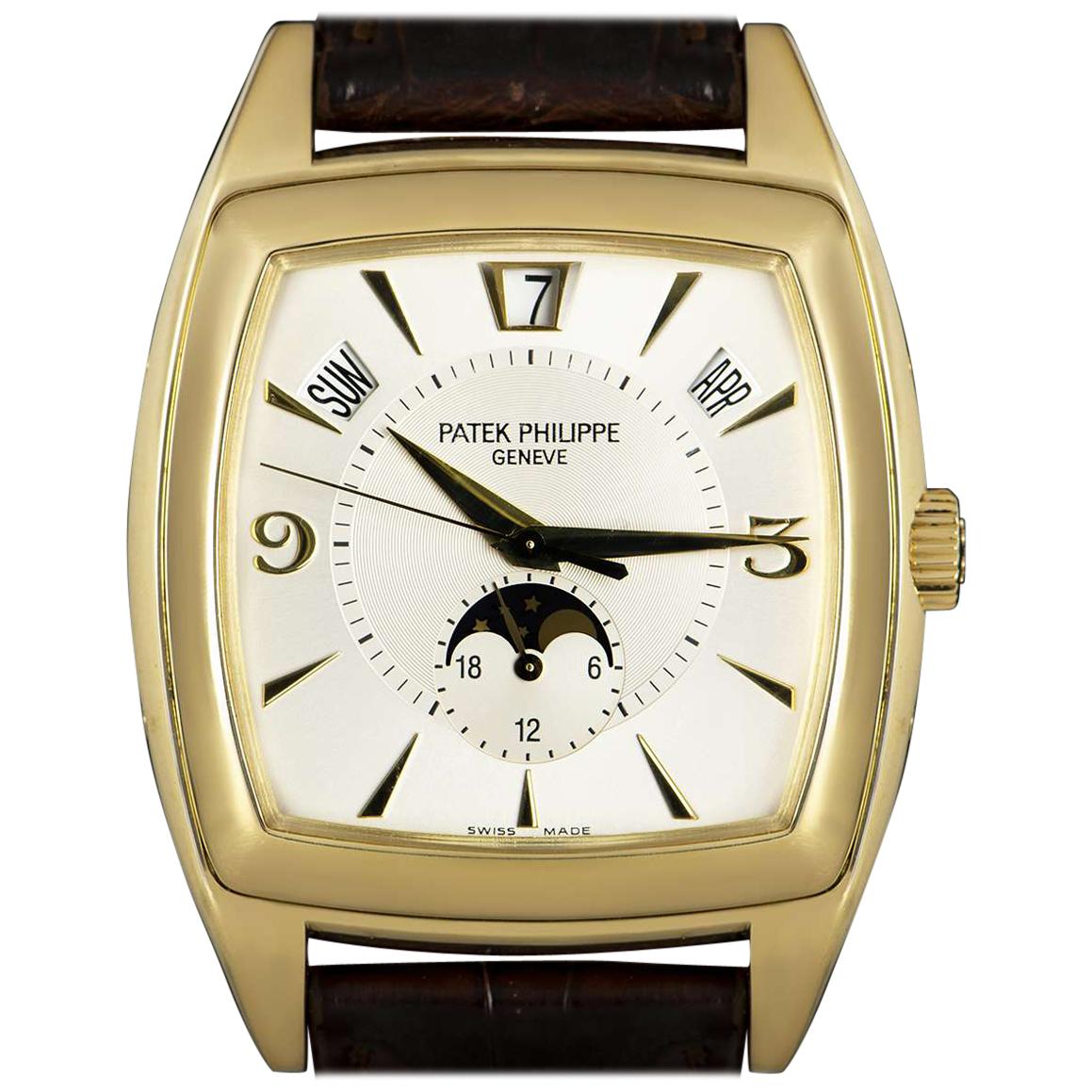 Patek Philippe Gondolo Annual Calendar Gold Silver Dial 5135J Wristwatch