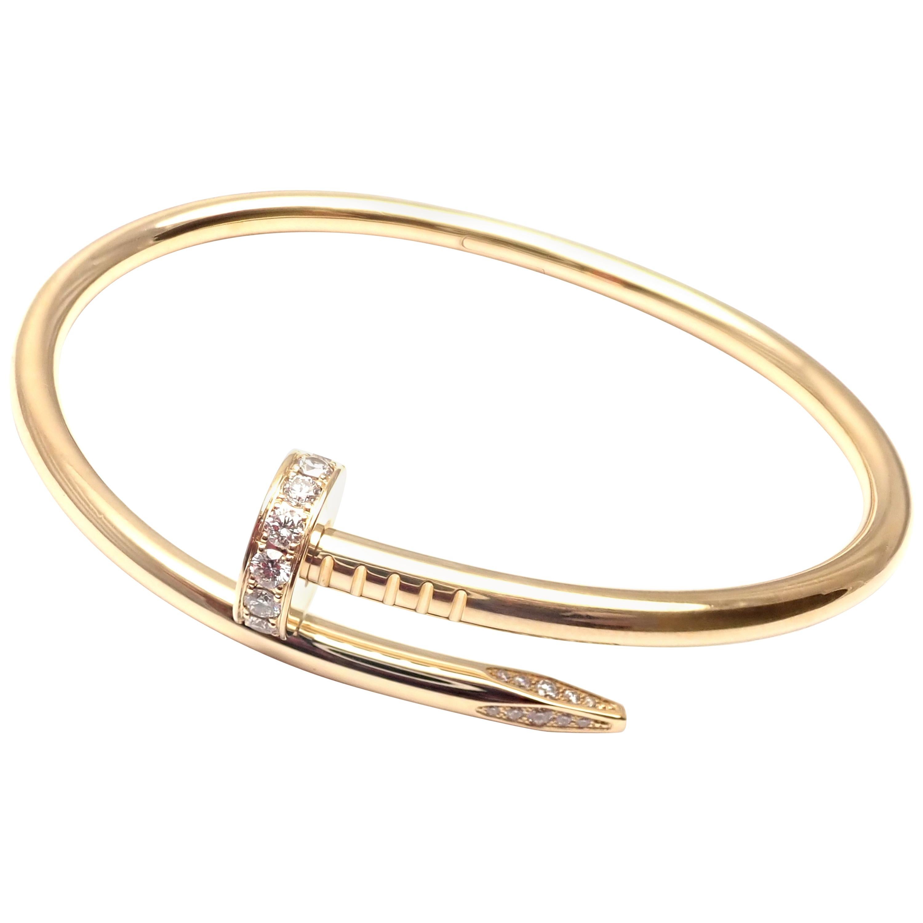 Cartier Juste un Clou Diamond Yellow Gold Nail Bangle Bracelet