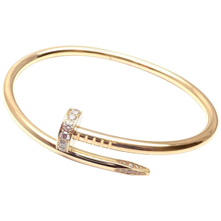 Cartier Juste un Clou Diamond Yellow Gold Nail Bangle Bracelet at ...