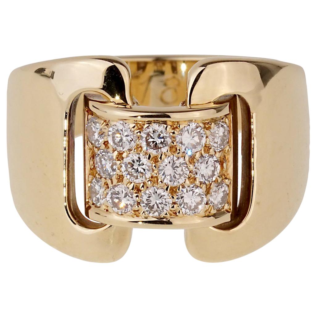 Hermès Diamond Yellow Gold Cocktail Ring