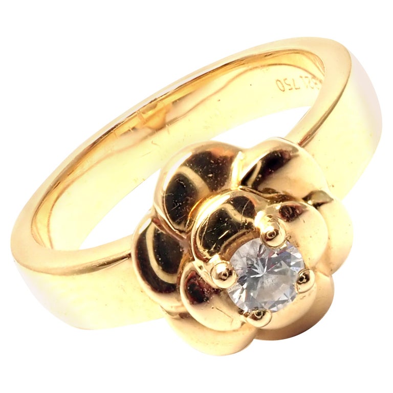 Chanel Diamond Camelia Camellia Flower Yellow Gold Band Ring at 1stDibs Chanel Diamond Camelia Camellia Flower Yellow Gold Band Ring at 1stDibs