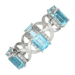 Retro Aquamarine Diamond Bracelet