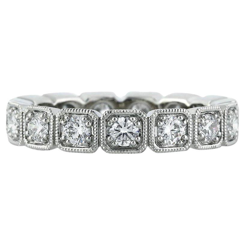 Mark Broumand 1.20ct Round Brilliant Cut Diamond Eternity Band in 18k White Gold For Sale