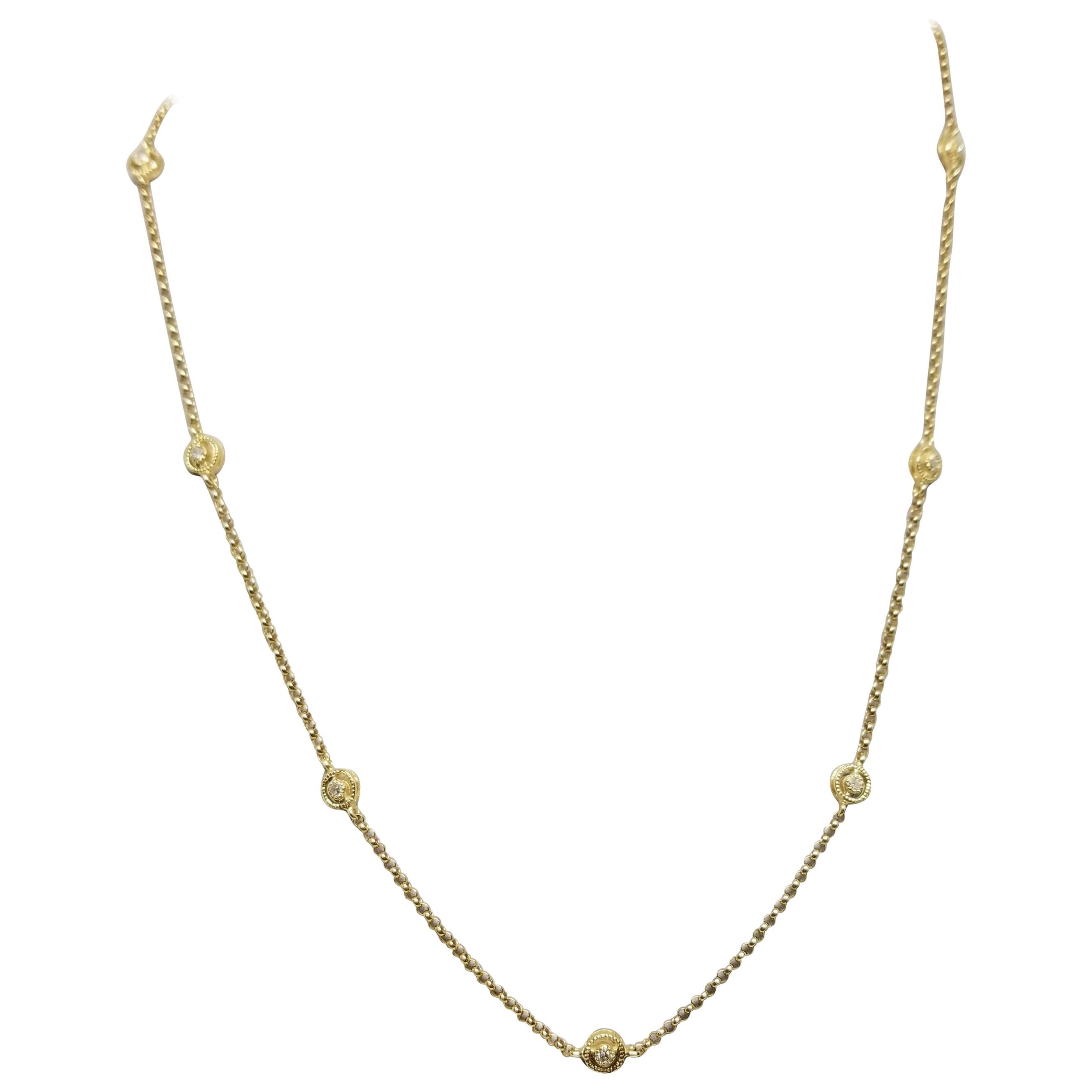 14 Karat Yellow Gold "Diamonds by the Yard" Necklace For Sale