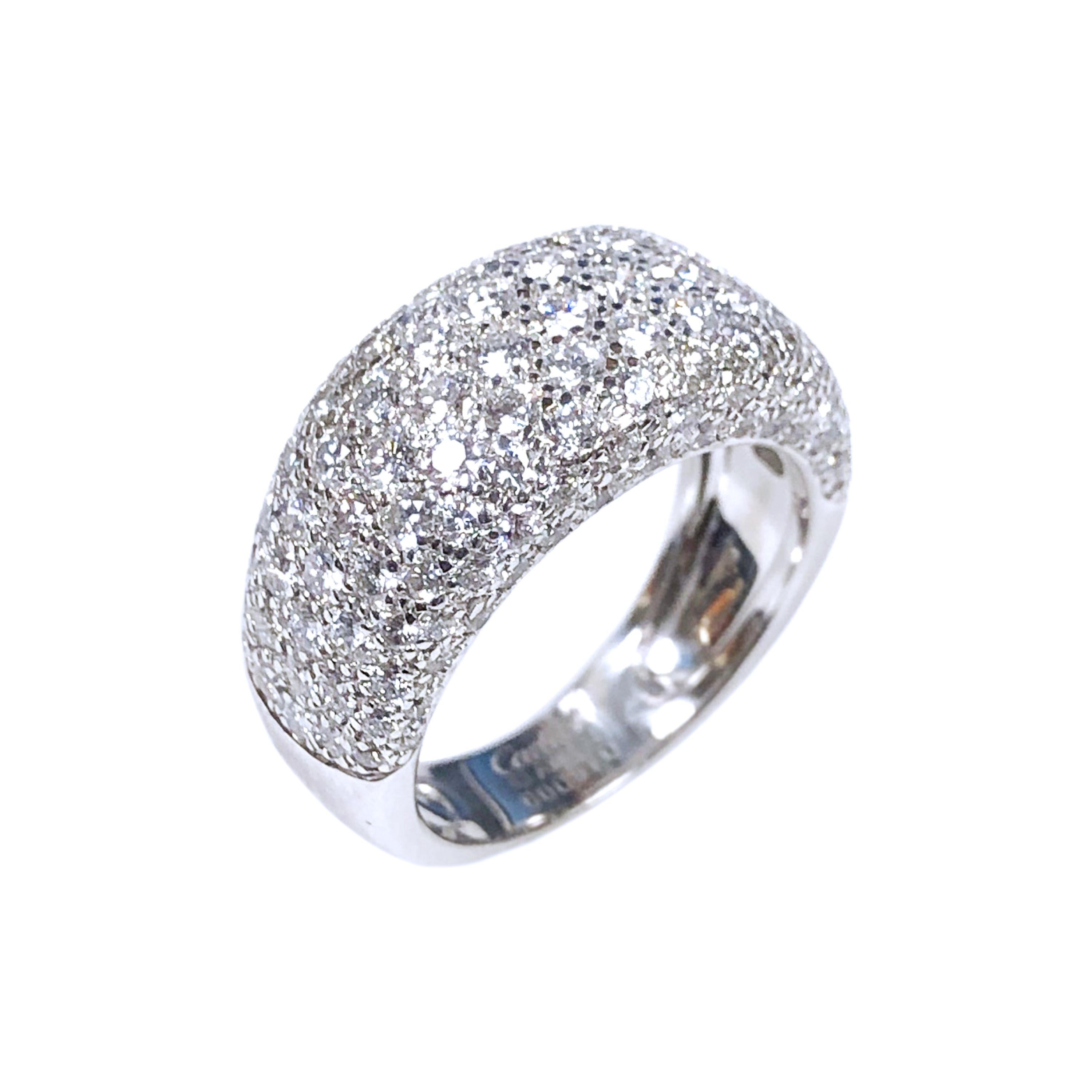 Cartier Nouvelle Vague White Gold and Diamond Pave Dome Ring