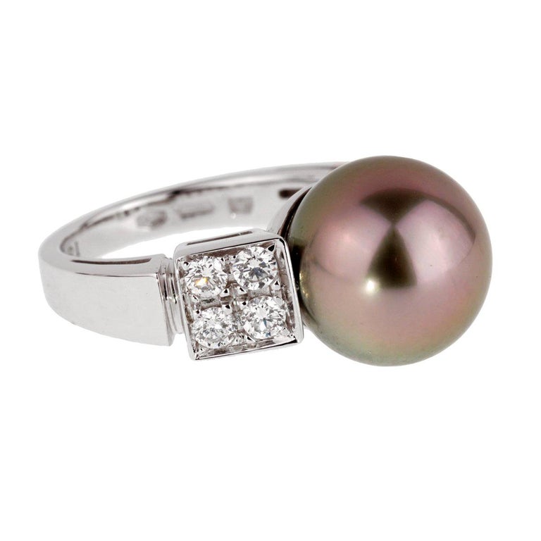 Bulgari Lucea Pearl Diamond White Gold Ring at 1stDibs