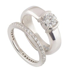 Tiffany & Co. Etoile Engagement Ring with Legacy Wedding Band 1.10 Carat GIA