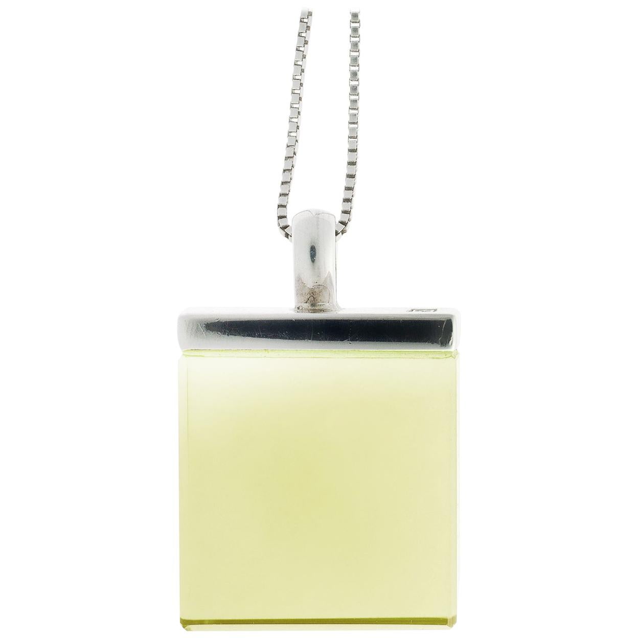 Featured in Vogue Designer Pendant with Lemon Quartz in White Gold