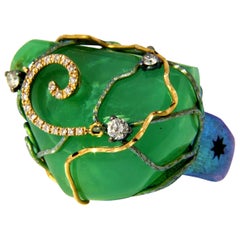 Orsa Maggiore Diamonds 18 Karat Gold Titanium Chrysoprase Ring