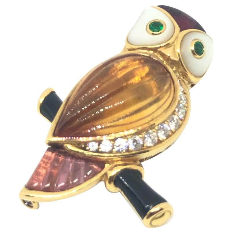 Unique Gemstone Gold Water Bearer Brooch For Sale at 1stDibs