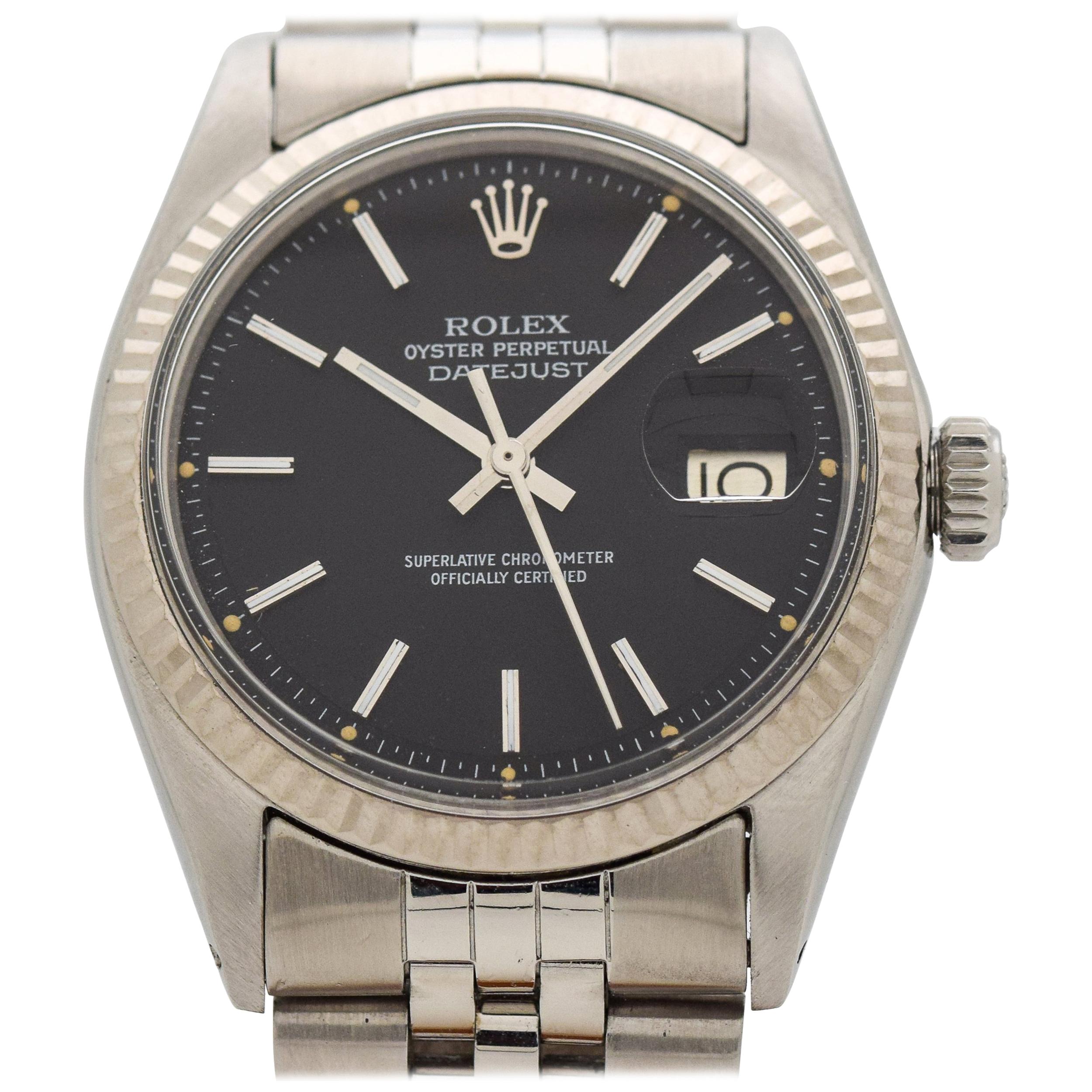 Vintage Rolex Datejust Reference 1601 with Black Dial, 1977