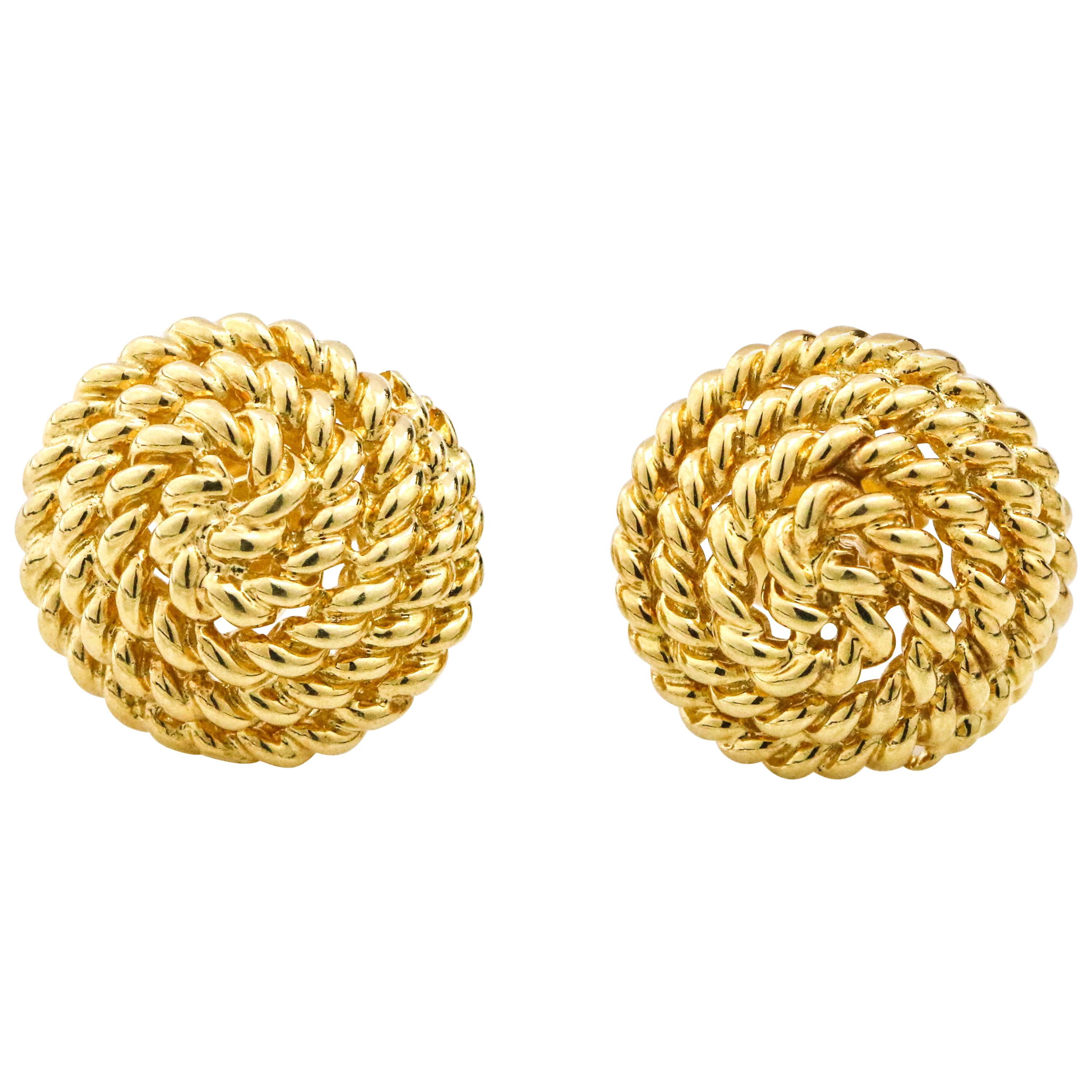 Tiffany & Co. 18 Karat Yellow Gold Round Stud Earrings