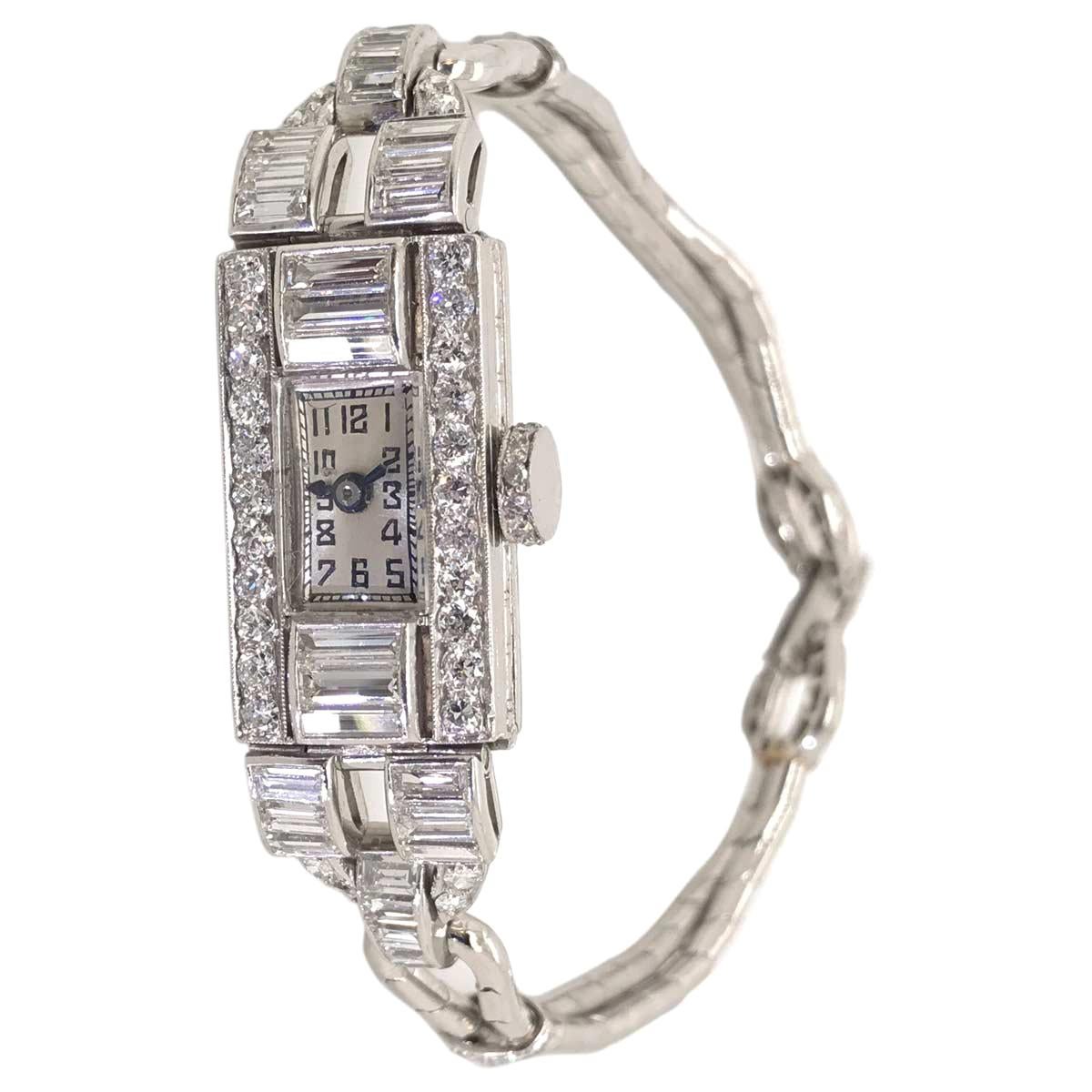 Art Deco Ladies Platinum and 2.80 Carat Diamond Cocktail Watch