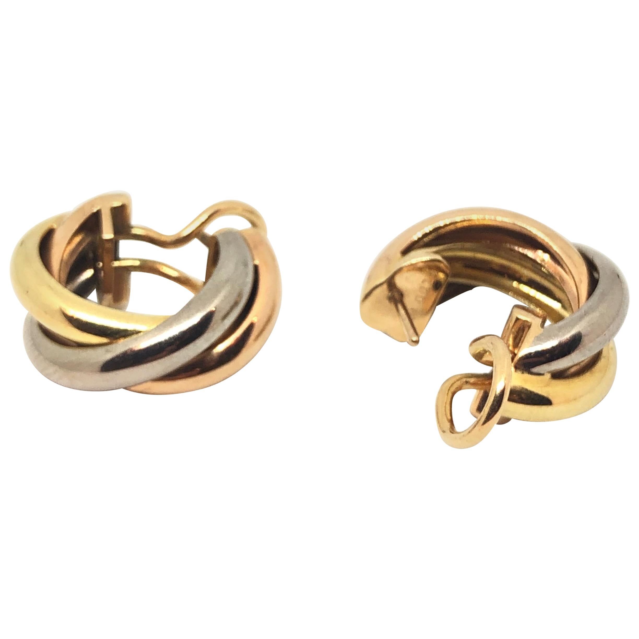 Cartier Trinity 18 Karat Gold Hoop Earrings