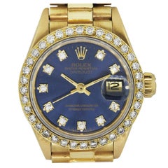 Used Rolex 6917 Presidential Custom Blue Diamond Dial Ladies Watch