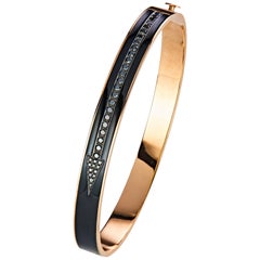 18 Karat Rose Gold Enameled Diamond Men's Bangle