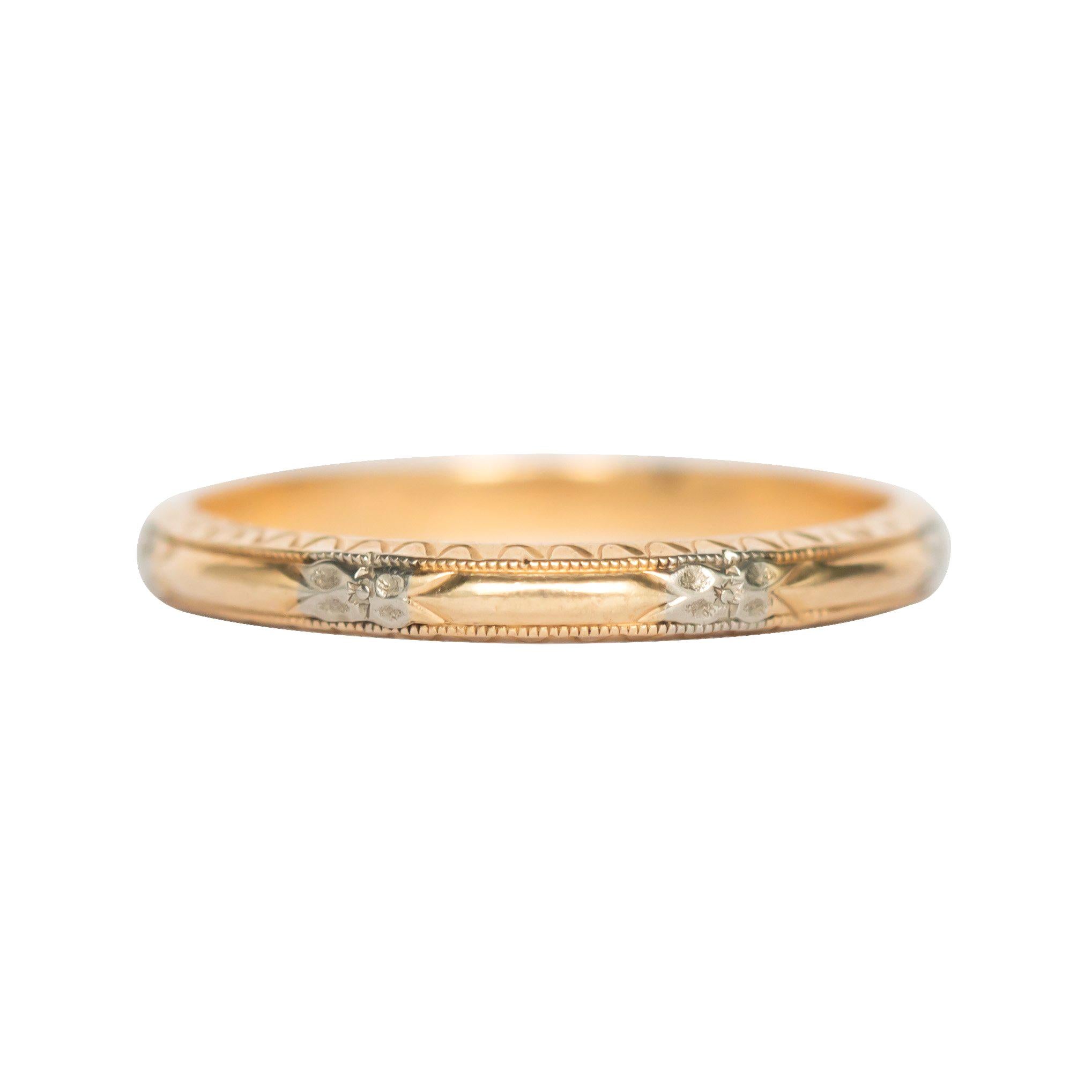 White Gold and Yellow Gold Wedding Band For Sale