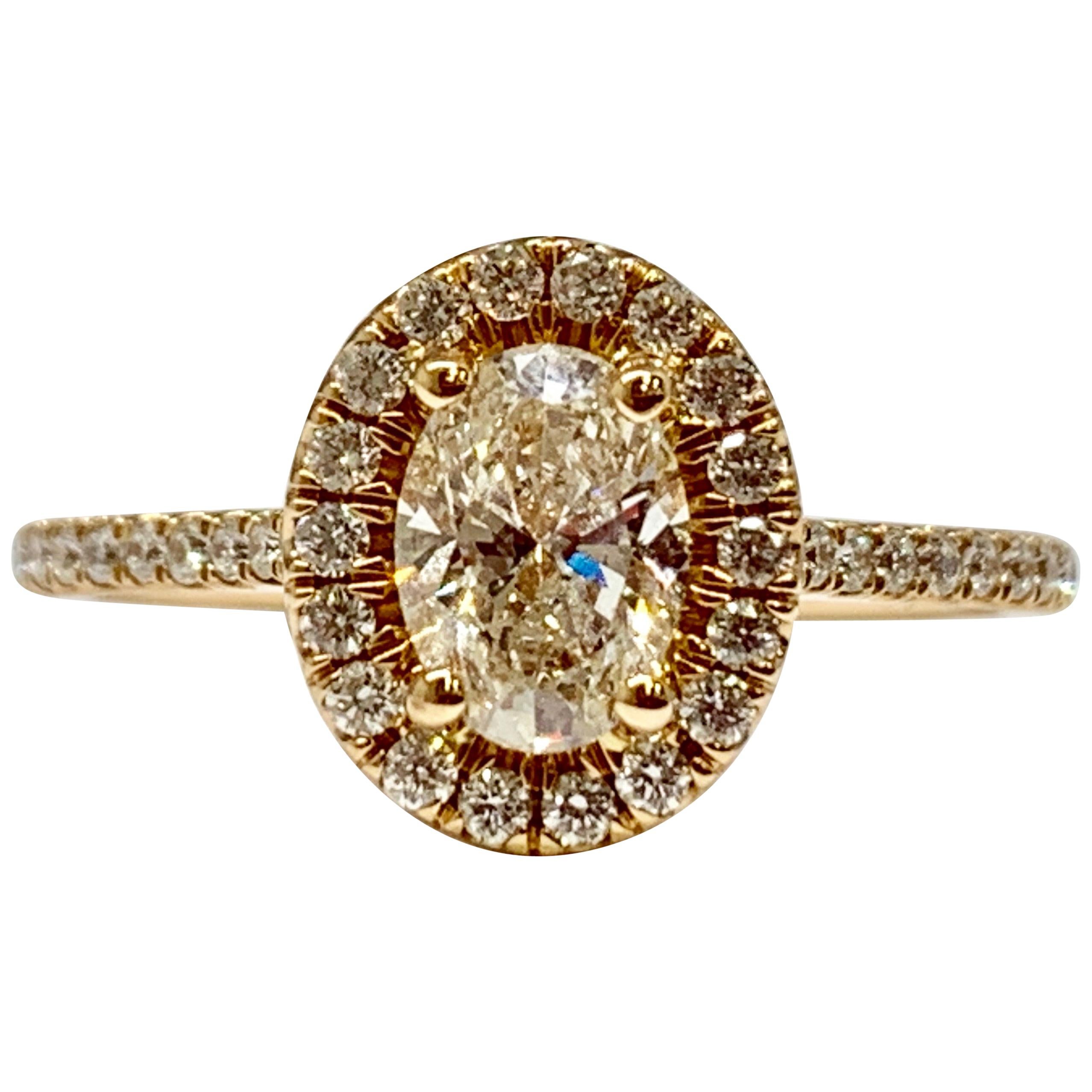 14 Karat Rose Gold GIA Certified 1.02 Carat Total Weight Diamond Ring
