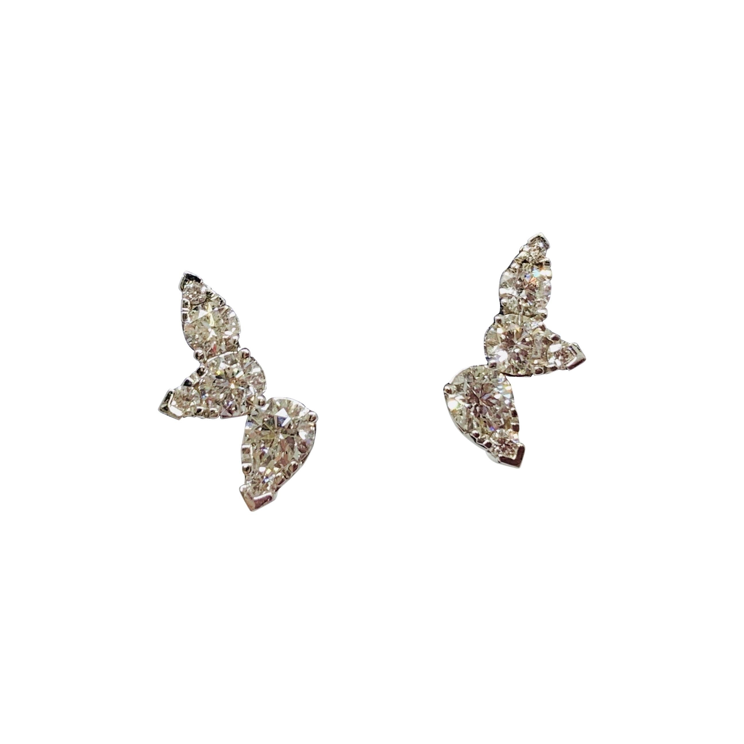 Hearts On Fire 18 Karat White Gold 1.49 Carat Diamond Ariel Ear Vine Earrings For Sale