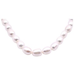 14 Karat White Gold Banded Freshwater Pearl Necklace