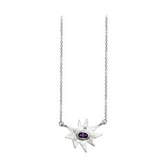 Silver, Amethyst and Diamond Necklace and Earring Set