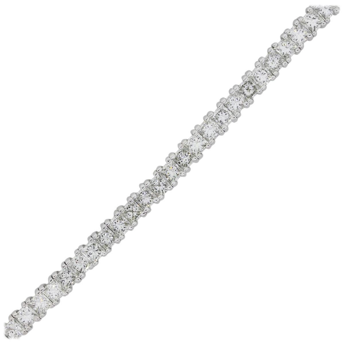 thumbnail image 2 of Vintage Art Deco Princess Cut Created Diamond Tennis Bracelet – Yellow Gold Finish (7 Inch) 2 of 6