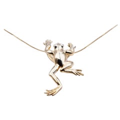 14 Karat Yellow Gold Frog Necklace