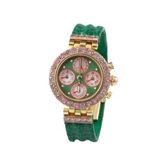 Vintage Gerald Genta Custom Watch with Exquisite 5 Carat Pink Diamond and 18K Gold Bezel