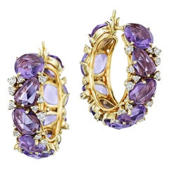 Pomellato Diamond Amethyst Lulu 18 Karat Hoop Stunning Earrings