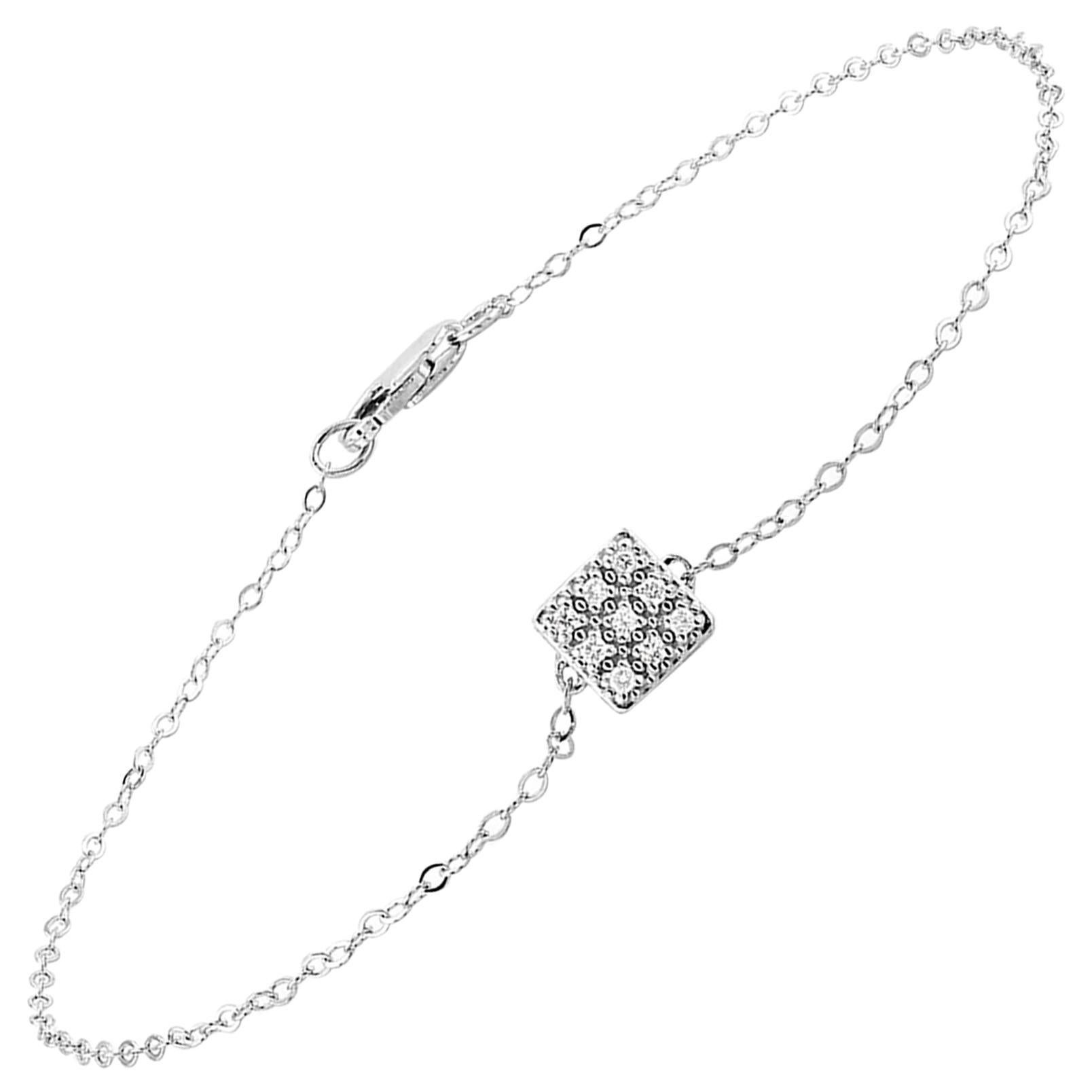 Square Shape Diamond Charm Bracelet