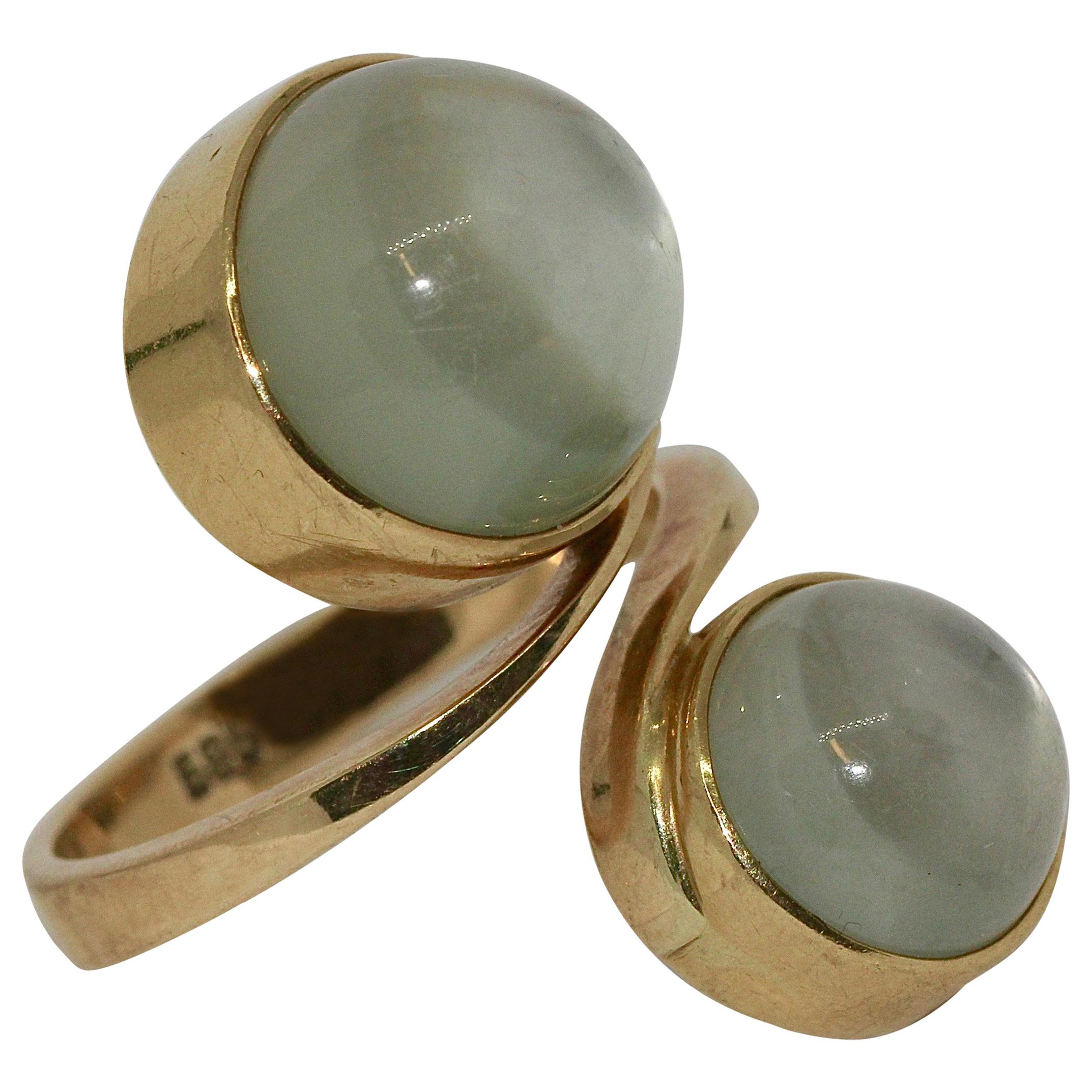 Ladies Ring 14 Karat Gold with Moonstones