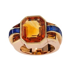 Antique Art Deco Sapphire Accented Citrine Ring by Boucheron Paris