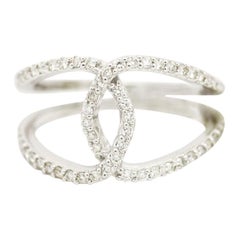 Morris & David 14 Karat White Gold 0.45 Carat Diamond Open Overlap Ring