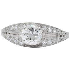 Antique Edwardian 0.95 Carat Diamond Platinum Engagement Ring