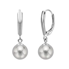 14 Karat Gold AAA Grey Cultured Freshwater Pearl High Luster Leverback Earring