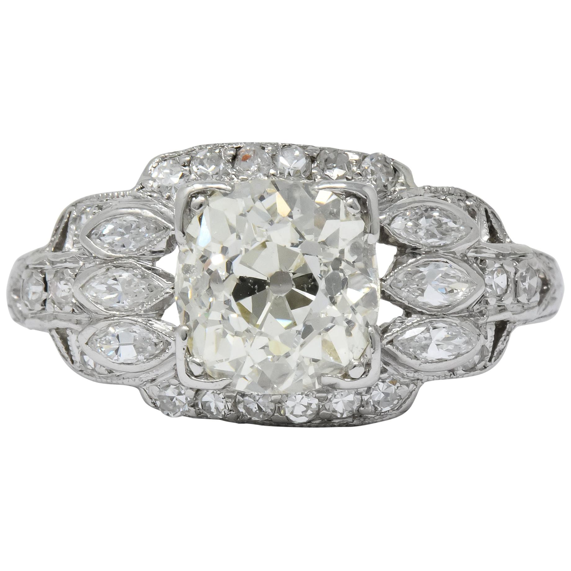William B. Ogush 2.05 Carat Diamond Platinum Engagement Ring