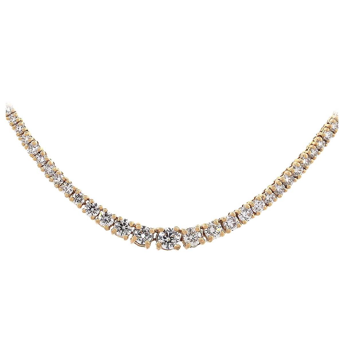 Round Diamond Graduating Tennis Lariat-Style Necklace