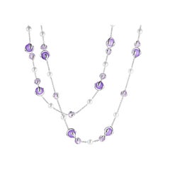 Marina B Amethyst Bead and Pearl Cardan Necklace