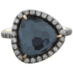 Hematite Quartz Diamond Gold Ring