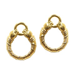 Cartier Yellow Gold Panther Hoop Earrings