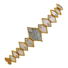 Fred Paris Gerald Genta, bracelet de montre en or avec diamants MOP, exemplaire unique
