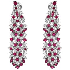 Pair of Ruby and Diamond Earrings