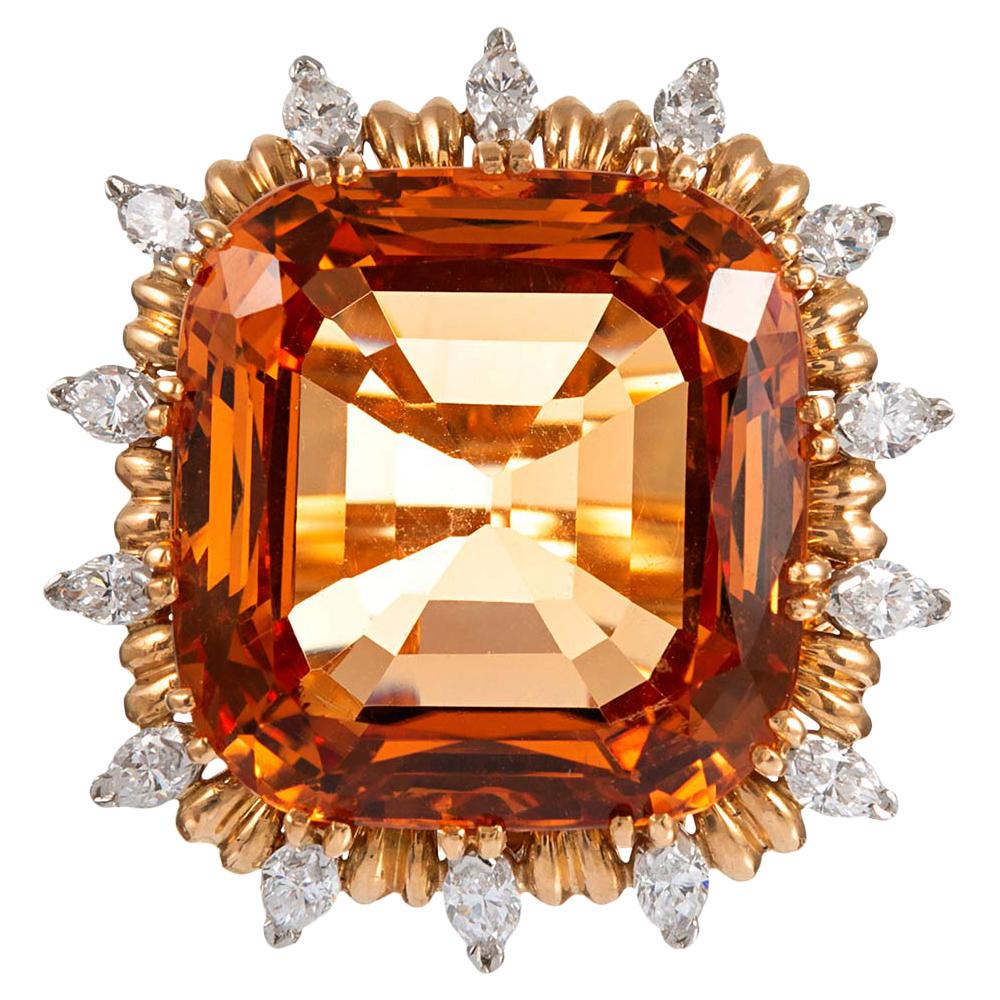 45.91 Carat “No Heat” Topaz and Diamond Cluster “Ring-Dent”, signed “EJ Cooper”