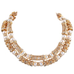 Bulgari Diamond-Set Double Collar and Earrings Suite