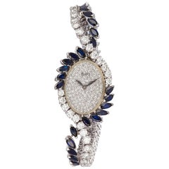 Piaget Vintage 1950s Platinum Diamond and Sapphire Ladies Watch