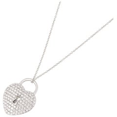 Tiffany & Co. Platinum Diamond Heart Tiffany Key Pendant Necklace