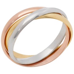 Cartier 18 Karat Yellow, White & Rose Gold Small Trinity Band Ring