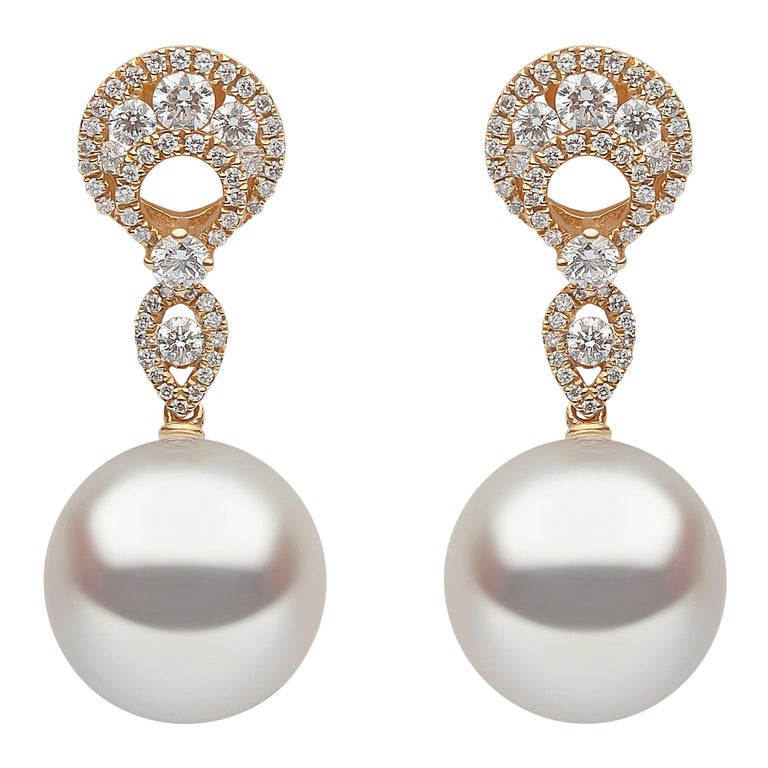 Yoko London South Sea Pearl and Diamond 18 Karat Yellow Gold Earrings ...