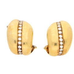 Boucles d'oreilles vintage Boucles d'oreilles en forme de feuille en or jaune avec diamants