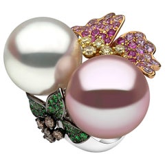 Yoko London South Sea Pink Pearl Multi Gemstone Diamond Ring 
